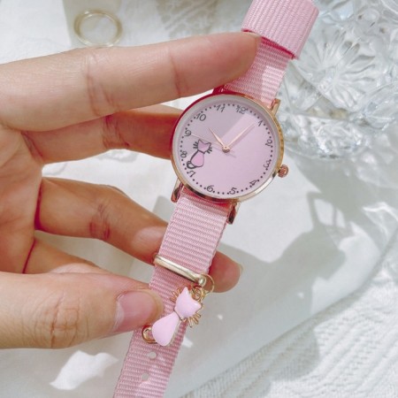 Women's watch "kitten", pink-1