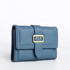 Women's wallet on the button, blue color