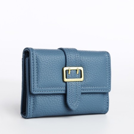 Women's wallet on the button, blue color