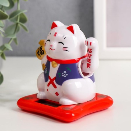 Plastic pendulum from the solar battery "Cat Mani-Neko in a vest" MIX 9x7.5x7 cm-4