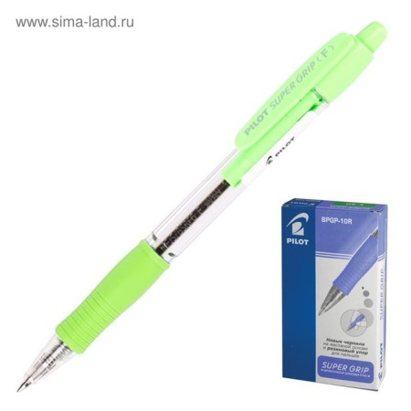 Handle Automatic Ball Pilot Super Grip, rubber emphasis, 0.7 mm, oil base, blue rod, green body