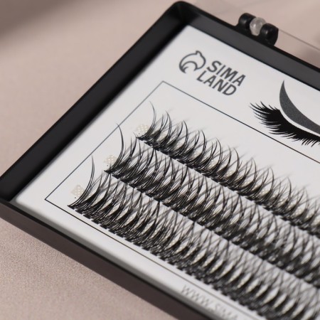 A set of overhead eyelashes "Lastochkin tail", bundles, 10, 12, 14 mm, thickness 0.1 mm, bend D, 12 D-3