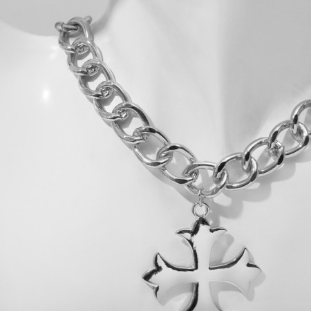 Piece "chain" Cross, Renaissance, Color Silver, 46 cm-2