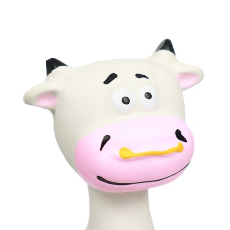 Power Toy for Dogs "Cow-Kugya", 14 cm, white/pink-4