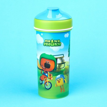 Children's bottle "Mi-Mi-Mim", 400 ml., With a loop, green color