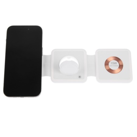 Wireless charging 3 in 1 h39, 15 W, backlight, support magsafe, folding, glass, white-7