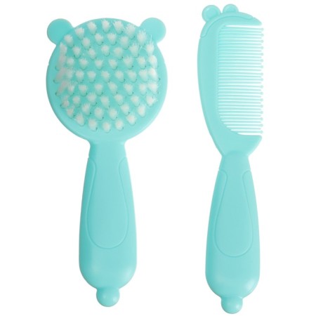 Hair care kit: comb and brush "Bear", Biryuzovoy color-1