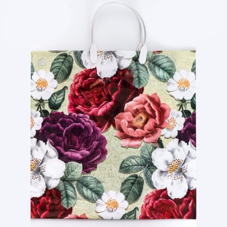 Package "Flowers on olive", plastic with a plastic pen, 36x37 cm, 100 μm