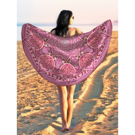 Pareo and beach rug "Pink mandala", d = 150 cm