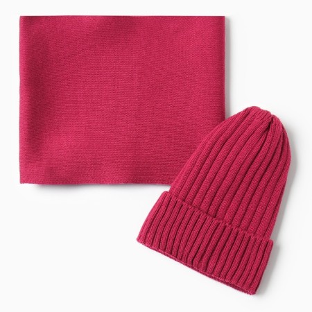 Children's cap KAFTAN with snood, fuchsia rr 44-48-6
