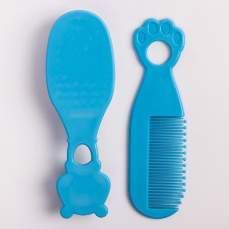 Hair care kit: comb and brush, “bear”, blue color-3