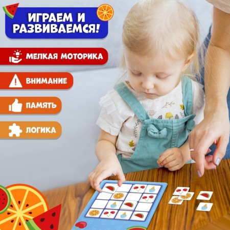 Board game for the logic "Four in a row", 1 player, 5+-3