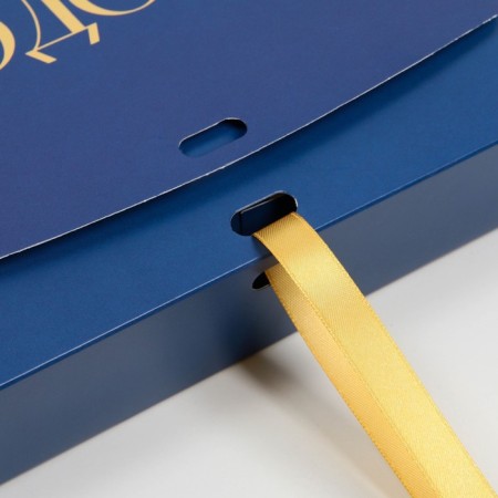 Happy New Year folding box, embossing, blue, 20 x 18 x 5 cm, new year-3