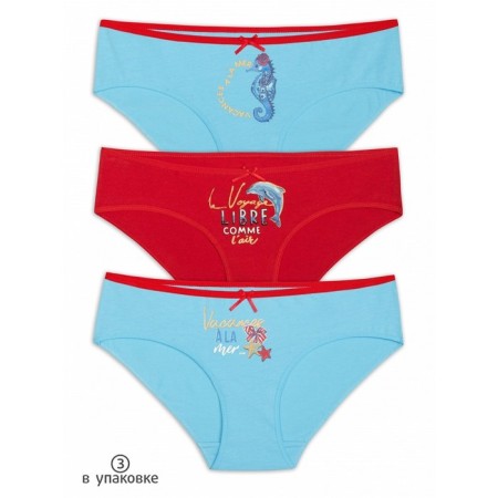 Panties for girls, height 152 cm, azure color, coral, azure, 3 pcs