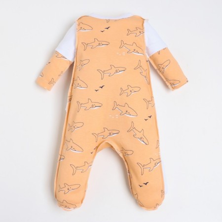 Combineson for children, orange color/sharks, height 80cm-4