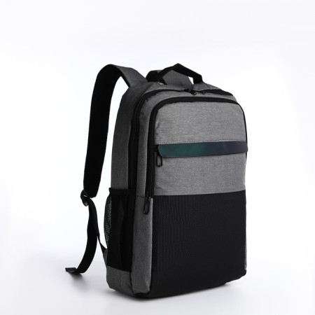 Male backpack on lightning, 3 external pockets, a USB connector, a suitcase mount, color gray color-2