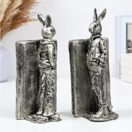 Holder - stand for the books "Stylish Hares" set 2pcs, silver, 27cm-3