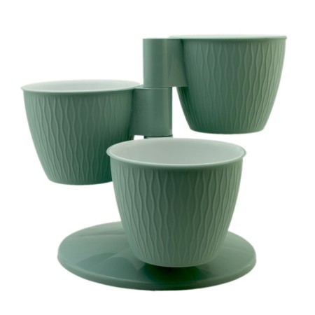 Set of Live-In-Green "Pyramid", with tabs, on delivery, 3 pots, d = 27 cm, 0.8 l, mint color