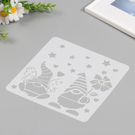 Plastic stencil "Flower dwarves" 20x20 cm-1