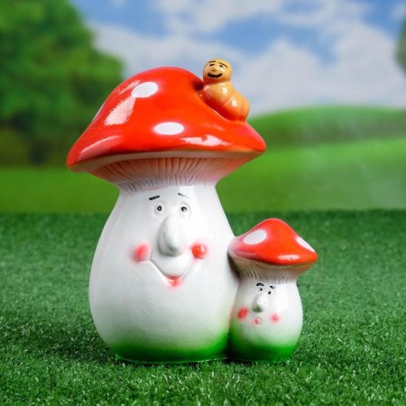 Garden figure "Two fly agaric" 19x16x13cm