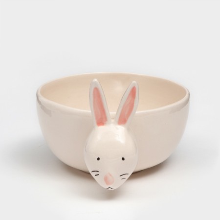 The plate is deep "bunny", white, ceramics, d = 18 cm, 1.6 l, Iran-2