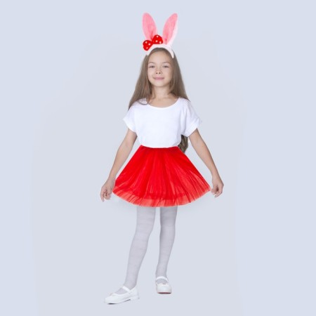 Carnival set "Bunny with a bow", rim, skirt red, 3-7 years old