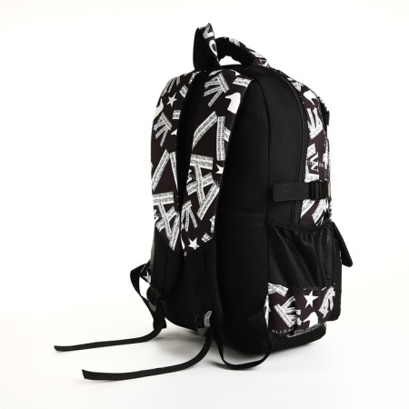 School backpack of textiles with lightning, external pocket, black color-3