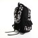 School backpack of textiles with lightning, external pocket, black color