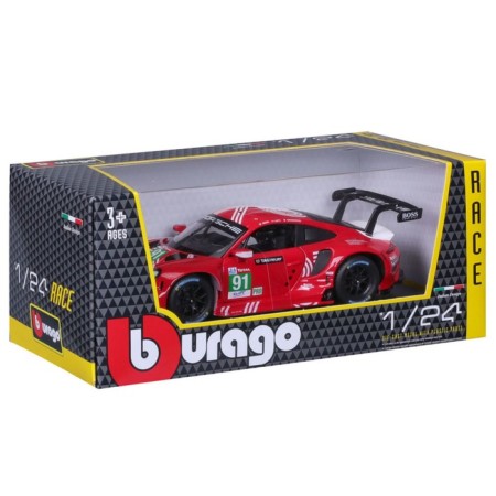 Racing machine BBURAGO Porsche 911 RSR LM 2020, DIE-CAST, 1:24, Red color-11