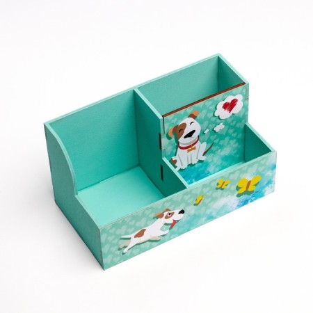 Organizer for the Office "Dog" hearts, 3 departments, 18.5x10x10 cm-2