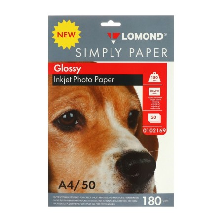 Photo paper for jet printing A4, 50 sheets Lomond, 180 g/m2, one -sided, glossy