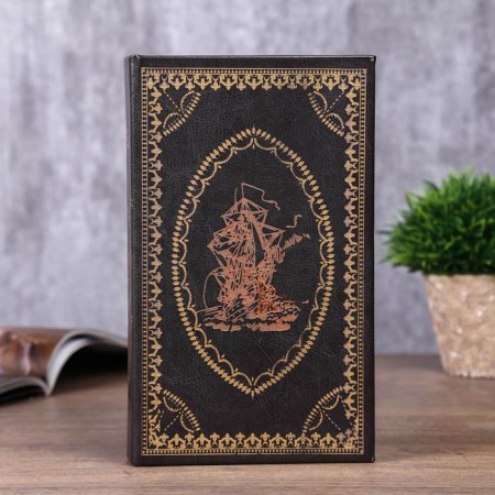 Safe wood book "Golden sailboat" 21x13x5 cm-1