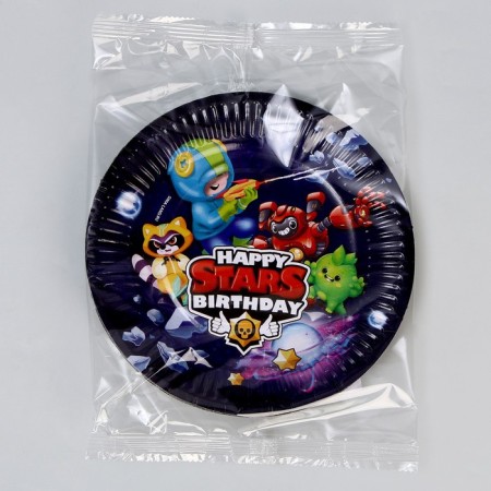 Disposable paper plate "Stars!", (18 cm), set 6 pcs-4