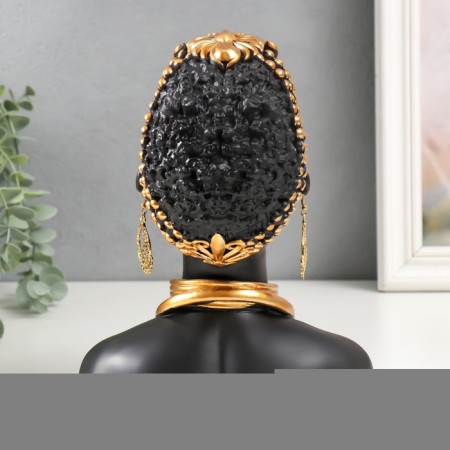 Souvenir Polystone Bust "Girl from the African tribe" Black with gold 23x10x18.5 cm-2
