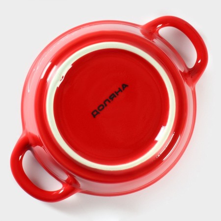 Ceramic set for Fondu "Glacock", 300 ml, 2 skewers, red color-3