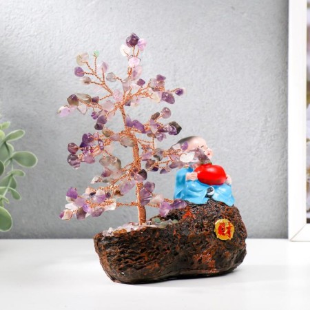 Souvenir Bonsai 147 stones "Hotya with an apple by a tree with amethysts" 18x13x6 cm-5