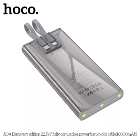 External battery Hoco J104, 10,000 mAh, USB/2type-C/Lightning, 3 A, gray-2