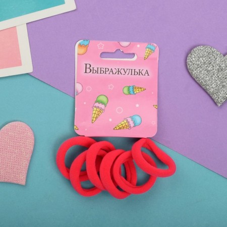 Hair gum "Rainbow" (set 6 pcs) raspberry-1