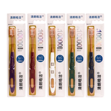 A toothbrush with a wide head of 10,000 bristles, soft-1
