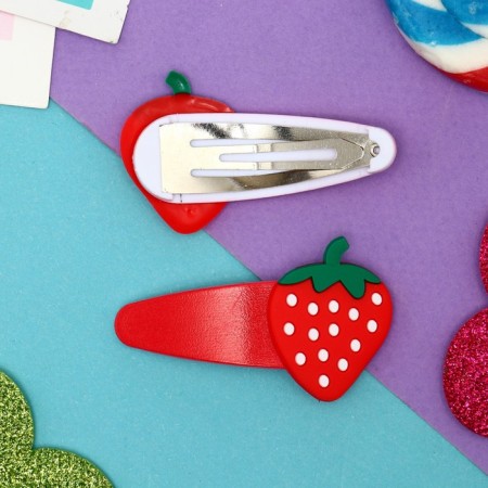 Invisibility for hair "Lolia" (set 2 pcs) strawberries, 5.5 cm, red-1