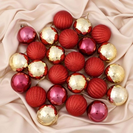 Set of balls plastic D-6 cm, 25 pcs "bingo" red-golden