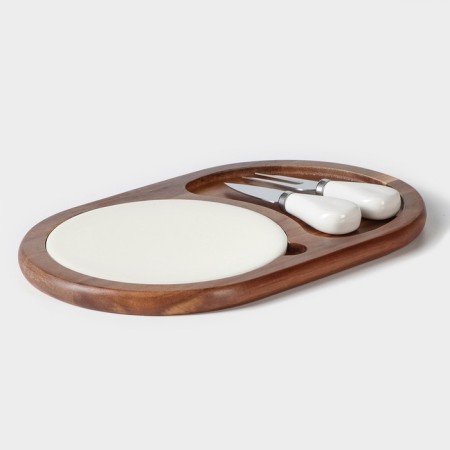 Rudolf cheese set, 2 knives, 28 × 18.5 × 1.5 cm, acacia-1