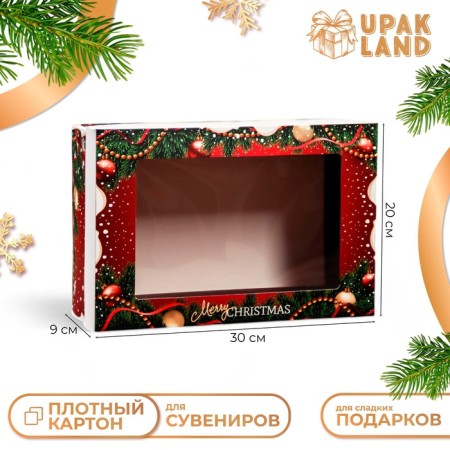 The box is folding, the lid is, with the window of "happy Christmas" 30 x 20 x 9 cm