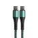 Type-C cable-Type-C, 3 A, 66 W, fast charging, fabric braid, 1 meter, green