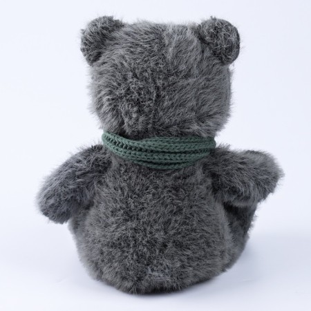 Soft toy "Little Friend", New Year's bear with a green scarf, dark gray color-5