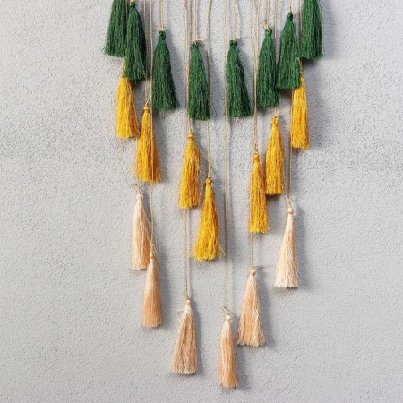 Panel wall -mounted macrame "Flower with colored brushes" 48x20 cm-2