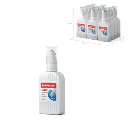 Clee-roller Erichkrause PVA, 50 ml, with a metal roller applique, suitable for paper, cardboard and fabric, frost-resistant