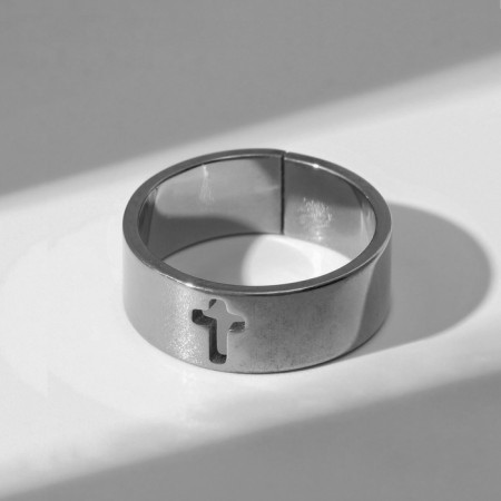 Ring "Cross" cavity, color silver, dimensionless-2