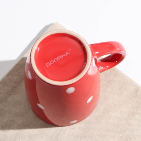 Mug of Dolyana "Red Peas", 360 ml, red color-3