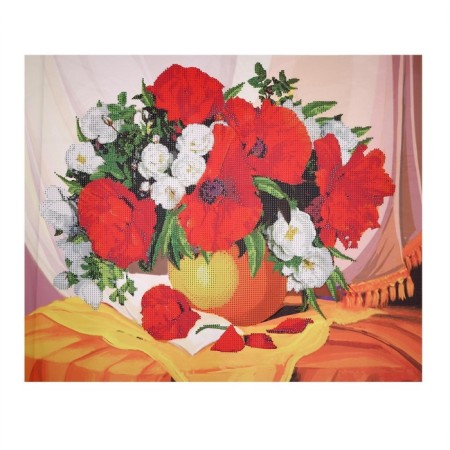 Diamond mosaic with partial filling on the canvas "Summer Bouquet", 50 x 60 cm-1